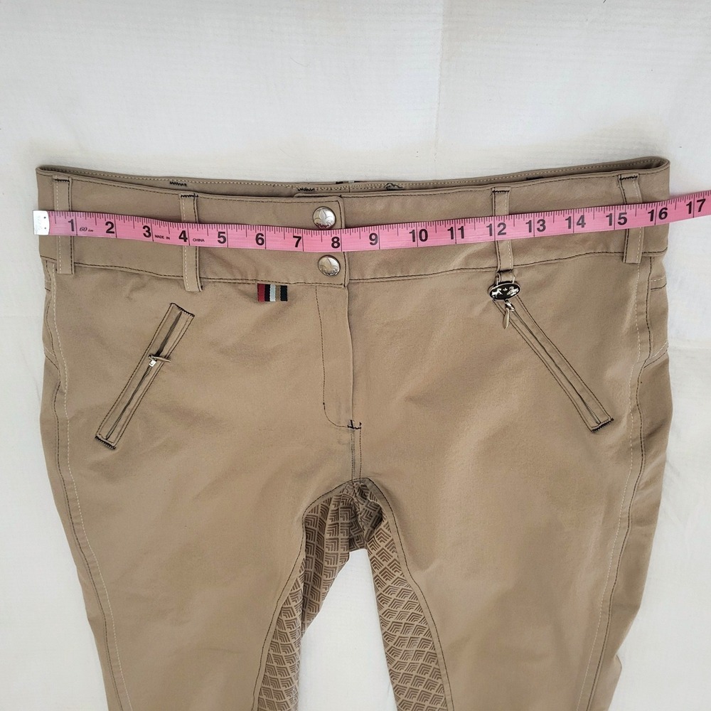 Equine Couture Beatta Tan Beige Full Seat Silicone Grip Britches Riding Pants 30 - Picture 9 of 11